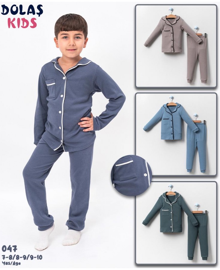 Cepli Biyeli Düğmeli 8-10 Yaş Pijama Takım