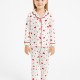Dolaş Kids 077 Toptan Kırmızı Kalpli Kız Çocuk Pijama Takımı (Tam Aile Serisi)