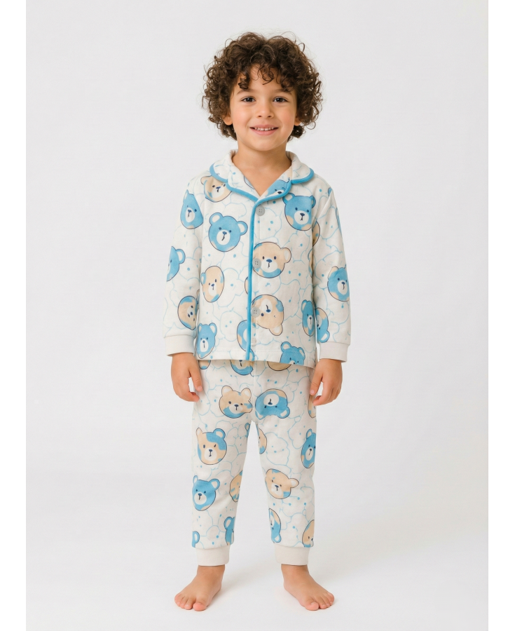 Dolaş Kids 096 Toptan Büyük Ayıcık Desenli Erkek Çocuk Pijama Takımı (1106 Serisi Devamı)