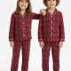 Dolaş Kids 100 Toptan Kırmızı Ekose Desenli Unisex Çocuk Pijama Takımı