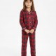 Dolaş Kids 100 Toptan Kırmızı Ekose Desenli Unisex Çocuk Pijama Takımı