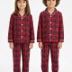 Dolaş Kids 100 Toptan Kırmızı Ekose Desenli Unisex Çocuk Pijama Takımı