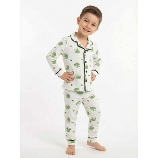 Dolaş Kids 102 Toptan Kurbağa Desenli Erkek Çocuk Pijama Takımı