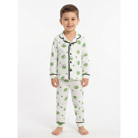 Dolaş Kids 102 Toptan Kurbağa Desenli Erkek Çocuk Pijama Takımı