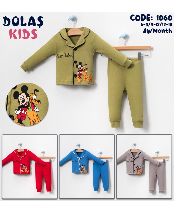 ERKEK MİKİ BASKILI 9-18 AY PİJAMA TAKIM