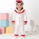 Dolaş Kids 1113 Toptan Kırmızı Kalpli Fırfır Yaka ve Bandanalı Kız Bebek Pijama Takımı