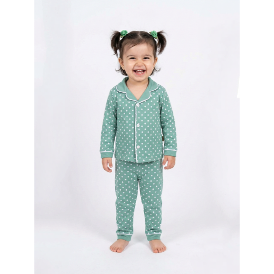 Dolaş Kids 1120 Toptan Puantiyeli Düğmeli Bebek Pijama Takımı (2 Renk Seçeneği)