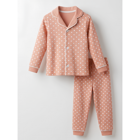 Dolaş Kids 1120 Toptan Puantiyeli Düğmeli Bebek Pijama Takımı (2 Renk Seçeneği)