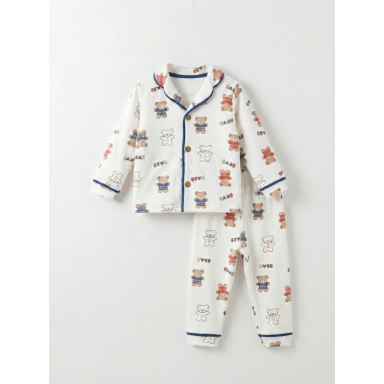 Dolaş Kids 1124 Toptan "BEAR" Yazılı ve Ayıcık Desenli Bebek Pijama Takımı (Abi-Kardeş Kombini)