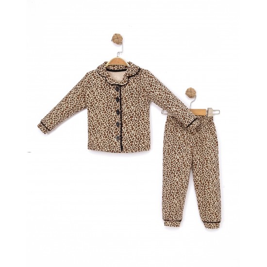 Dolaş Kids 2002 Toptan Leopar Desenli Genç Kız Pijama Takımı (Tam Aile & Anne-Kız Kombini)