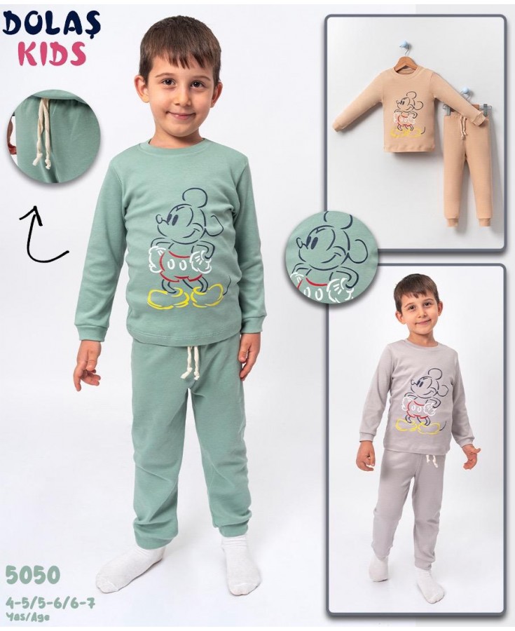 ERKEK MİKİ BASKILI 5-7 YAŞ PİJAMA TAKIM