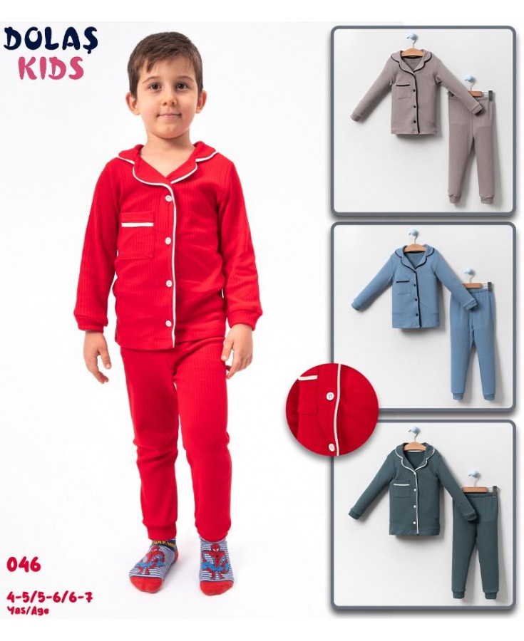 Cepli Biyeli Düğmeli 5-7 Yaş Pijama Takım